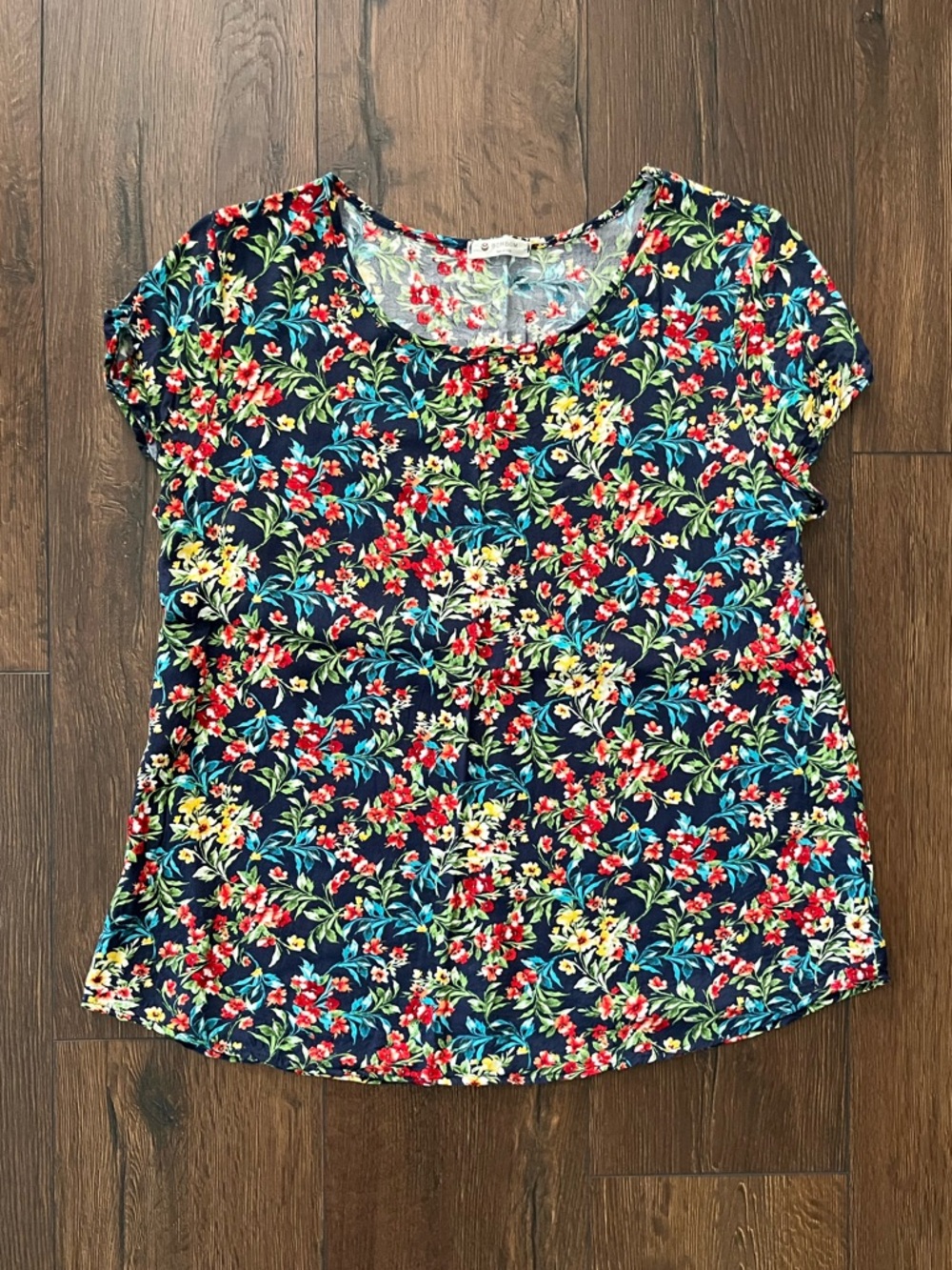 Navy Floral Short-Sleeve Tee - Lightweight Everyday Top